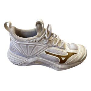 Mizuno Womens Wave Dimension Volleyball Shoes‎ Size 8 White Sneakers Practice